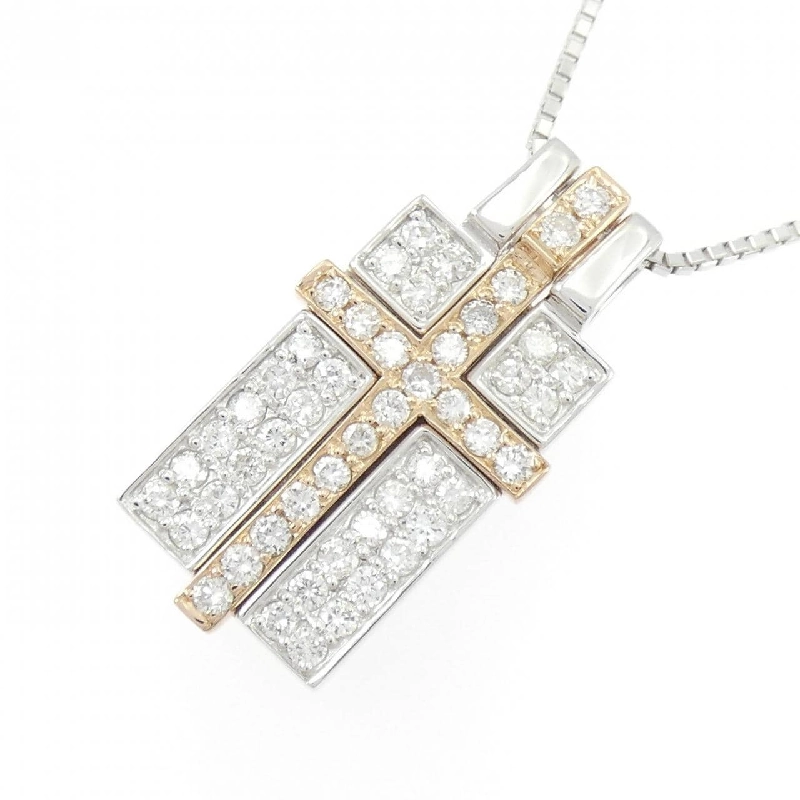 K18WG/K18PG Dây chuyền kim cương chéo 1.01CT - Hàng hiệu chính hãng 860264