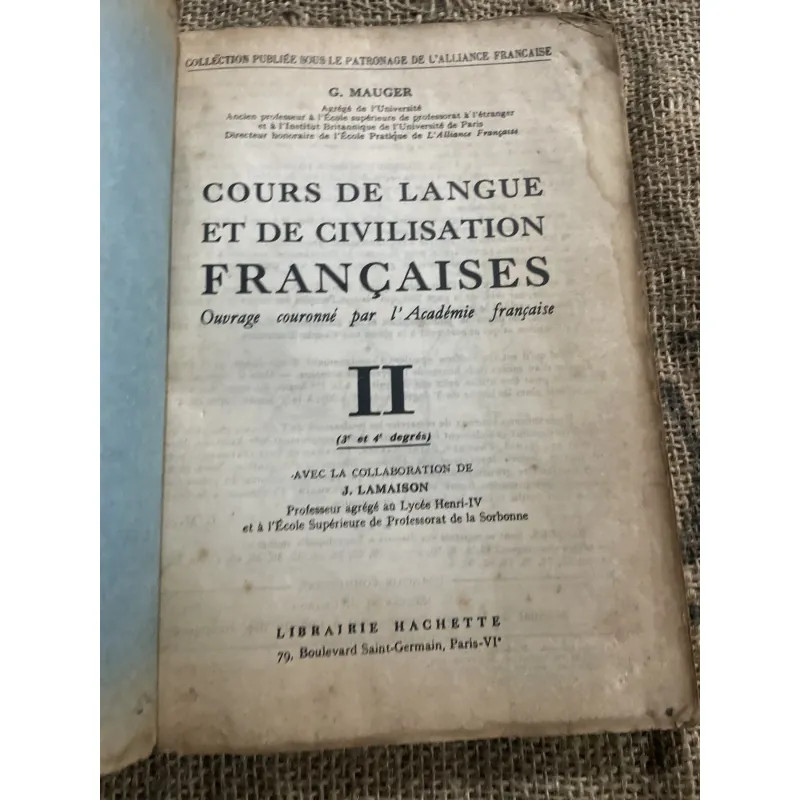 Cours de Langue et de Civilisation Françaises; tập 2,  tác giả G. Mauger, 1005976