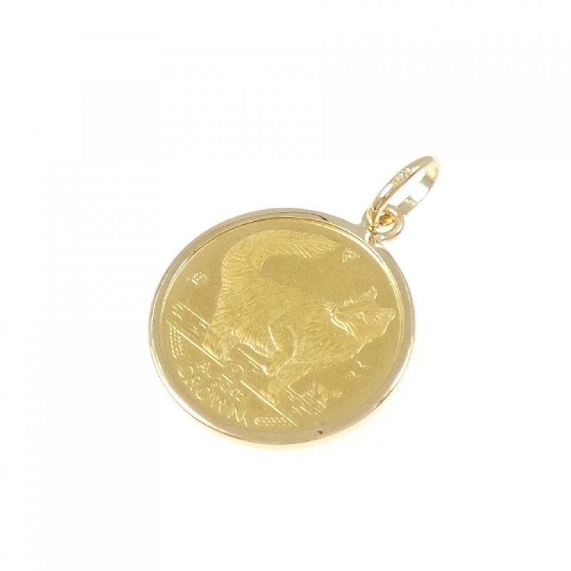 K18YG(枠) Đồng xu Mặt dây chuyền - Hàng hiệu Authentic 863074