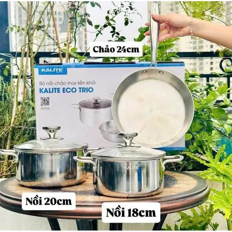 BỘ NỒI CHẢO INOX LIỀN KHỐI KALITE ECO TRIO 792919