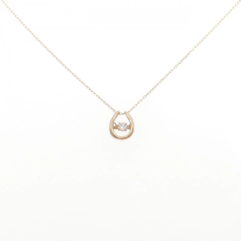 K18PG Nhẫn móng ngựa kim cương dây chuyền 0.08CT - Hàng hiệu Chính hãng 858903