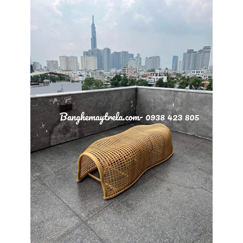 Băng ghế mây uốn caro 526807