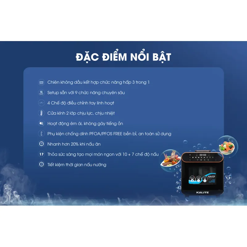 🥘 Nồi chiên hơi nước KALITE STEAM PRO 15L – 3 trong 1, nấu nhanh, tiết kiệm điện 705906