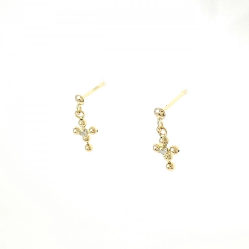 K18YG Bông tai kim cương hình chữ thập - Hàng hiệu Chính hãng 869792