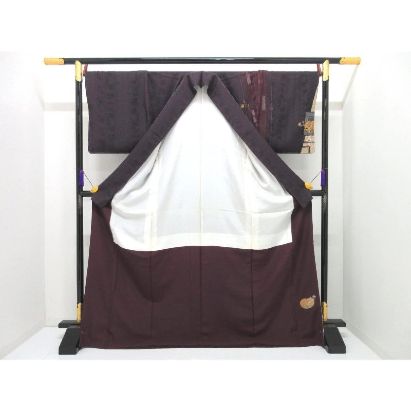 Áo kimono thăm viếng với họa tiết vàng và thêu shibori - Hàng hiệu Authentic 876838