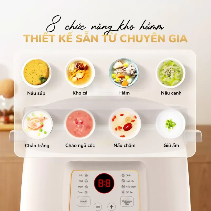 Nồi kho hầm đa năng UNIE USC308 dung tích 3L, lòng nồi gốm tử sa, 8 chức năng kho hầm 692586