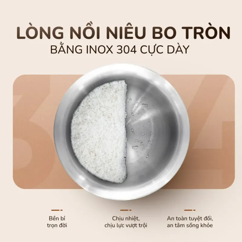 Nồi cơm điện tử UNIE URC612 , nấu cơm giảm đường, lòng nồi inox, dung tích 1,2L 799110
