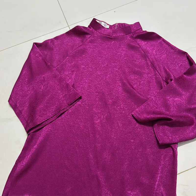 Áo dài màu tím cánh sen tặng quần lưng thun đi kèm 740206