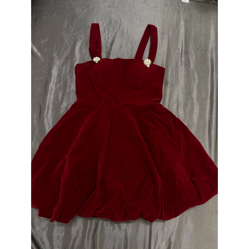 Váy đầm nhung đỏ tiểu thư size s 445909