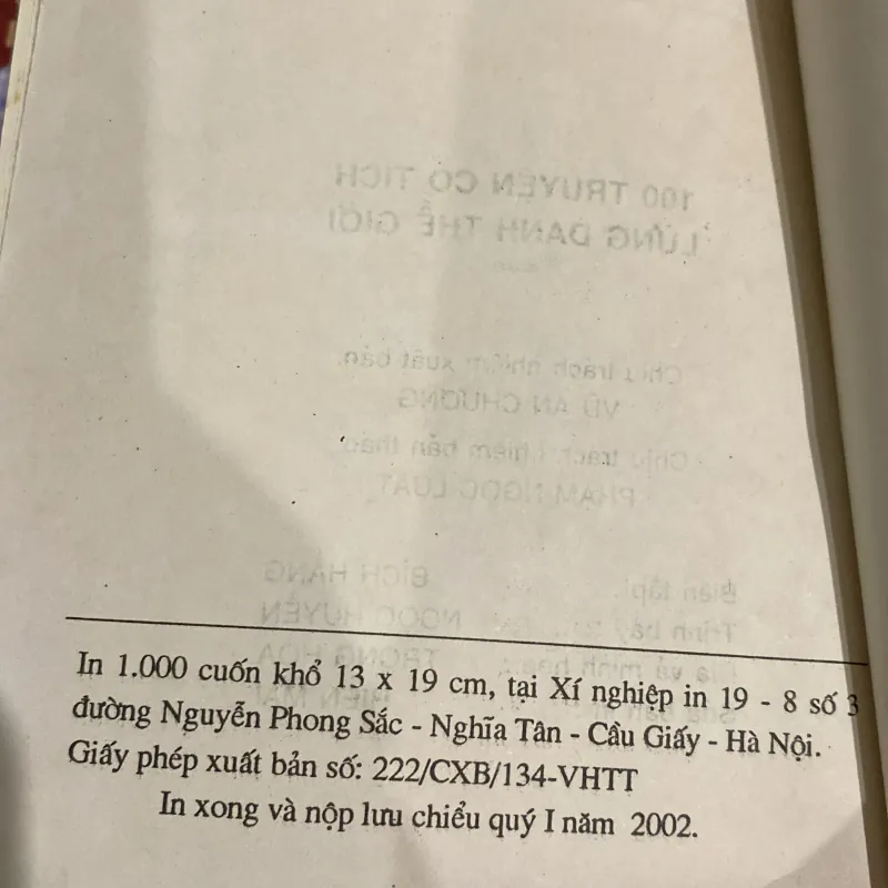 100 TRUYỆN CỔ TÍCH LỪNG DANH THẾ GIỚI, Bản bìa cứng (XB 2002) 758191