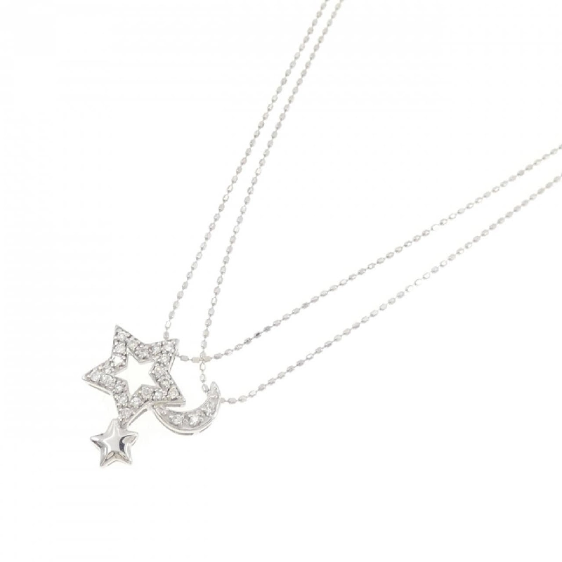 K18WG Ngôi sao × Mặt trăng Dây chuyền kim cương 0.15CT - Hàng hiệu Chính hãng 858952