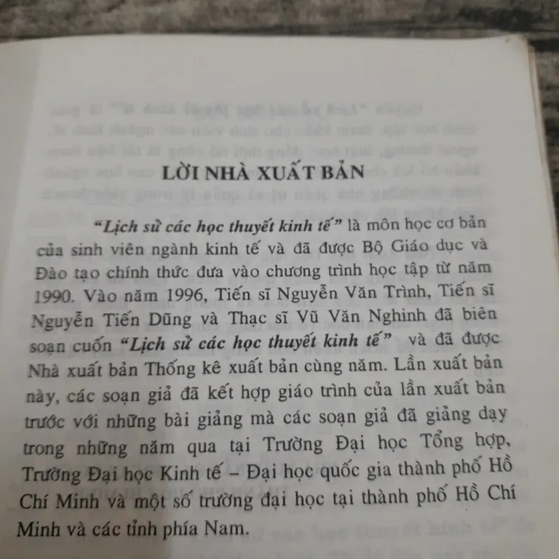 Lịch sử CÁC HỌC THUYẾT KINH TẾ. Chủ biên GV Nguyễn Văn Trình 788456