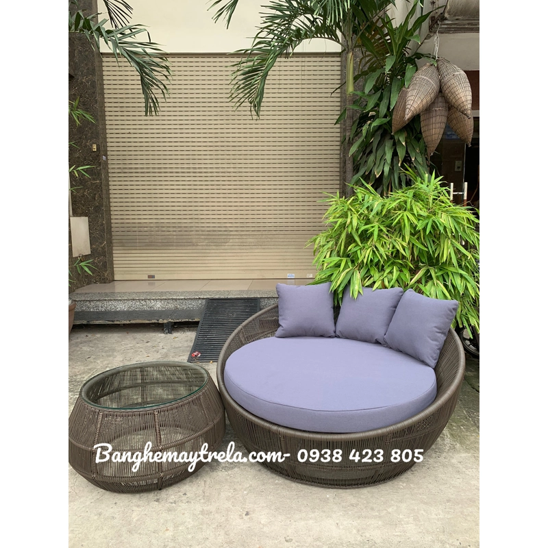 Ghế tròn tắm nắng nhựa giả mây 472603