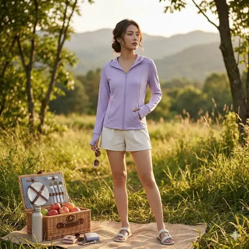 Áo chống nắng 2 lớp. Size M 50-60kg. Màu tím pastel. Còn mới nguyên tem. 991110