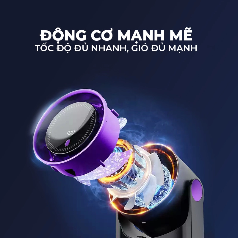 Quạt Cầm Tay Circulating Fan 100 Cấp Độ Gió, Dung Lượng Pin Lớn, Có Chip Bảo Vệ Thông Minh Kèm Màn Hình Led 530448