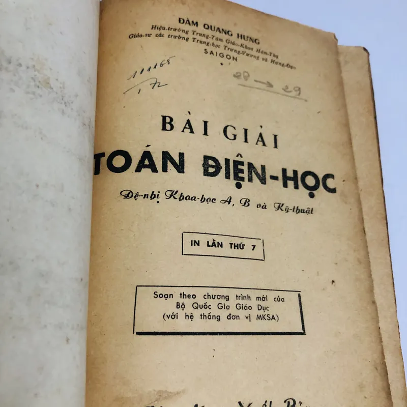 BÀI GIẢI TOÁN ĐIỆN HỌC (Đệ Nhị A,B & Kỹ Thuật) – Đàm Quang Hưng 718009