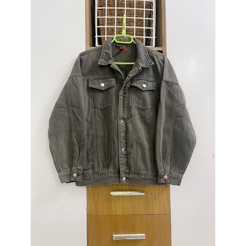 Áo khoác jean xanh rêu xám size L 154230