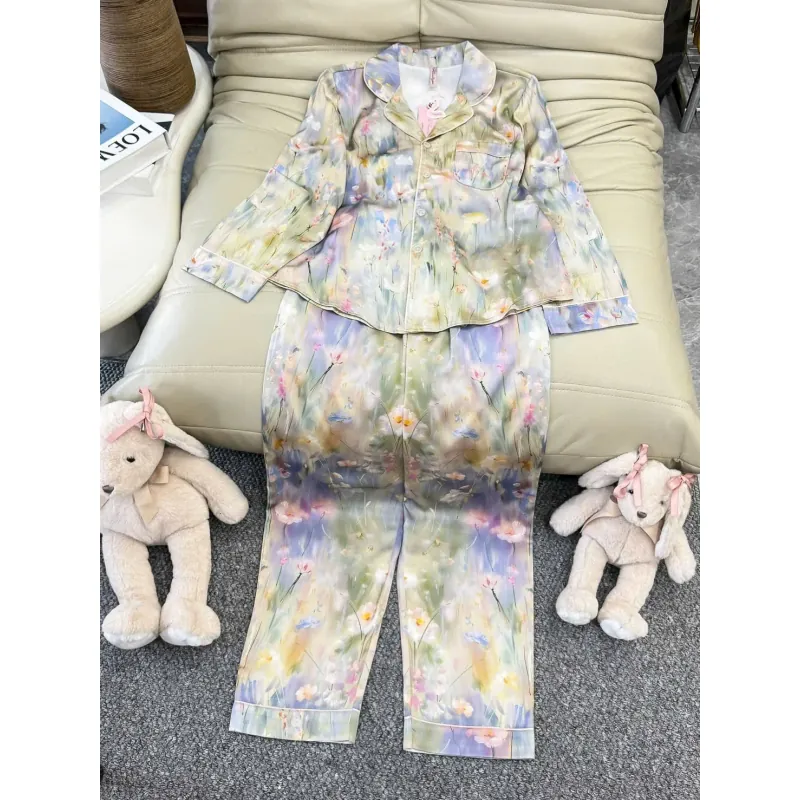 BỘ PIJAMA LỤA TAY DÀI – LỤA LATIN CAO CẤP | MẶC NHÀ SANG – MỀM – MÁT 997398