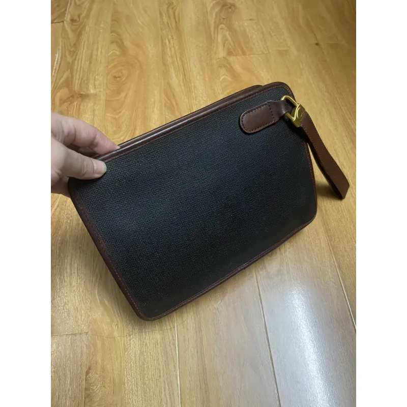 Clutch nam hiệu da thật phối canvas 2hand 1002006