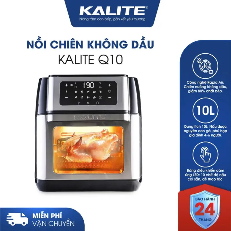 Nồi chiên không dầu KALITE Q10 10 lít, trục xiên quay, nhiều phụ kiện 722904