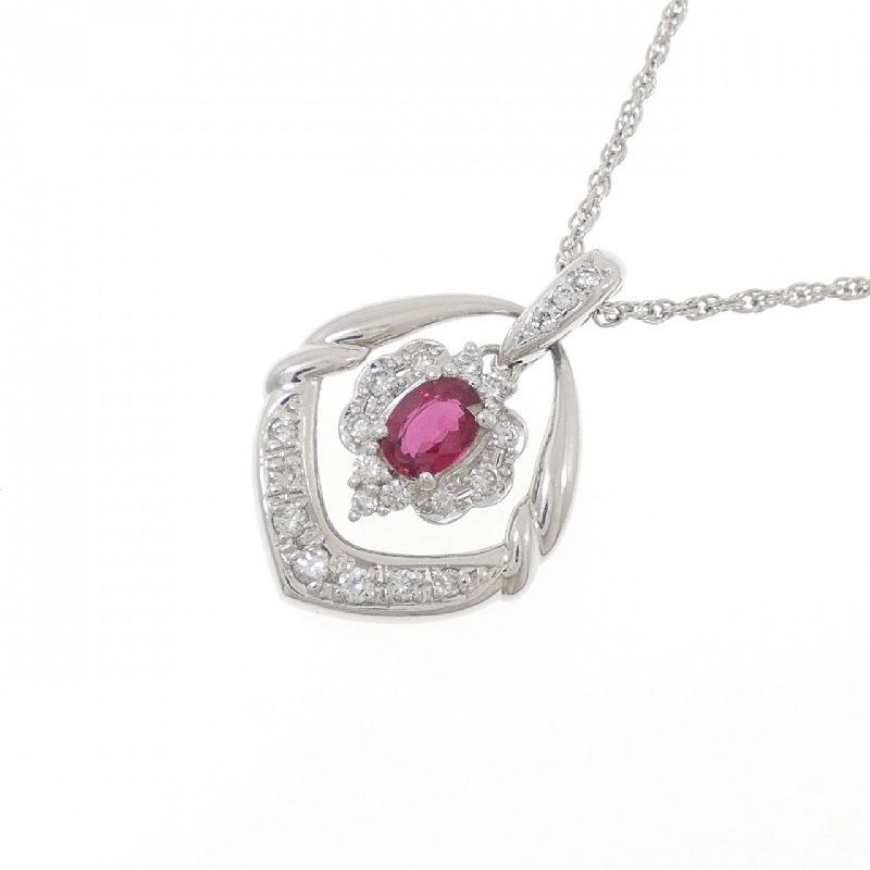 K18WG/PT900/PT850 Dây chuyền Ruby 0.40CT - Hàng hiệu Chính hãng 860106