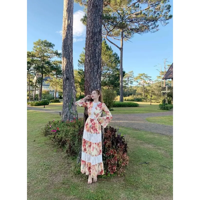 Đầm maxi hoạ tiết tiểu thư 693491