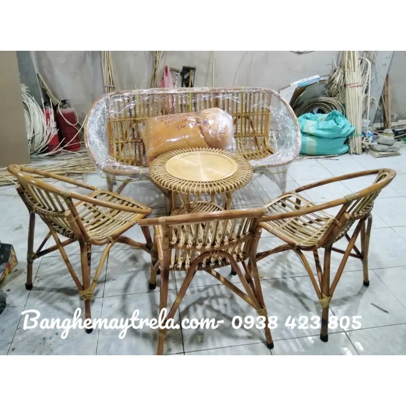 Bàn ghế sò mây nhựa giá rẻ nhỏ gọn 695658