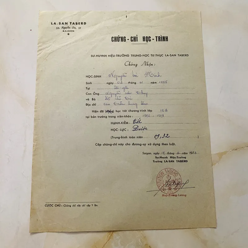 Bộ thành tích biểu xưa của nam sinh trường Tư thục Lasan Taberd Saigon  1013104