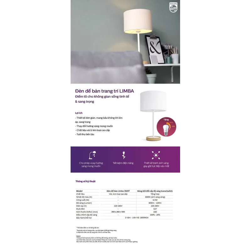 Đèn trang trí để bàn Philips Limba 36017 604405