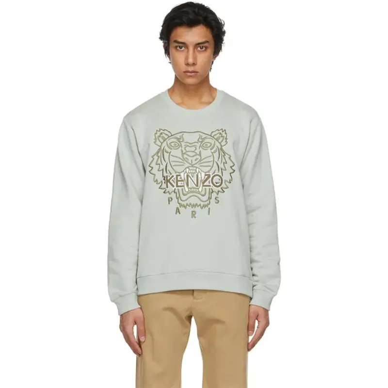 Áo sweater Kenzo màu xanh lá nhạt thêu đầu hổ size XL 729289