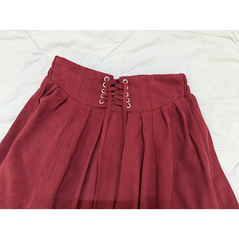 Váy nhung đan dây đỏ, size S-M-L đều OK lưng chun 463415