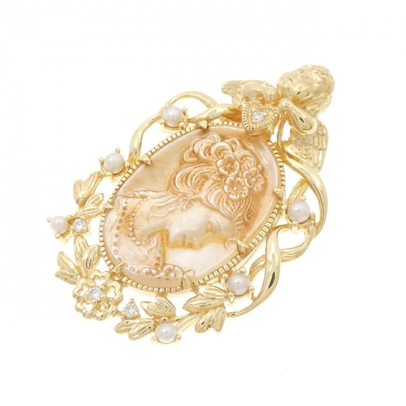 K18YG Thiên Thần Mặt Dây Chuyền Shell Cameo - Hàng hiệu Chính hãng 871264