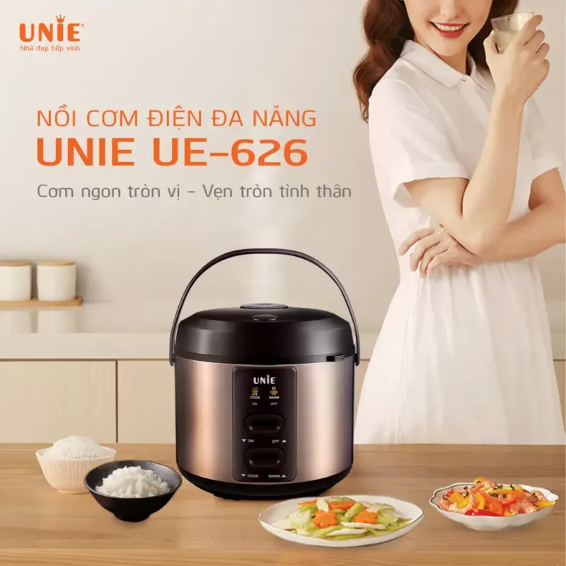 Nồi cơm điện UNIE UE-626 dung tích 1.8L, công suất 700W, lòng nồi chống dính 5 lớp 928155