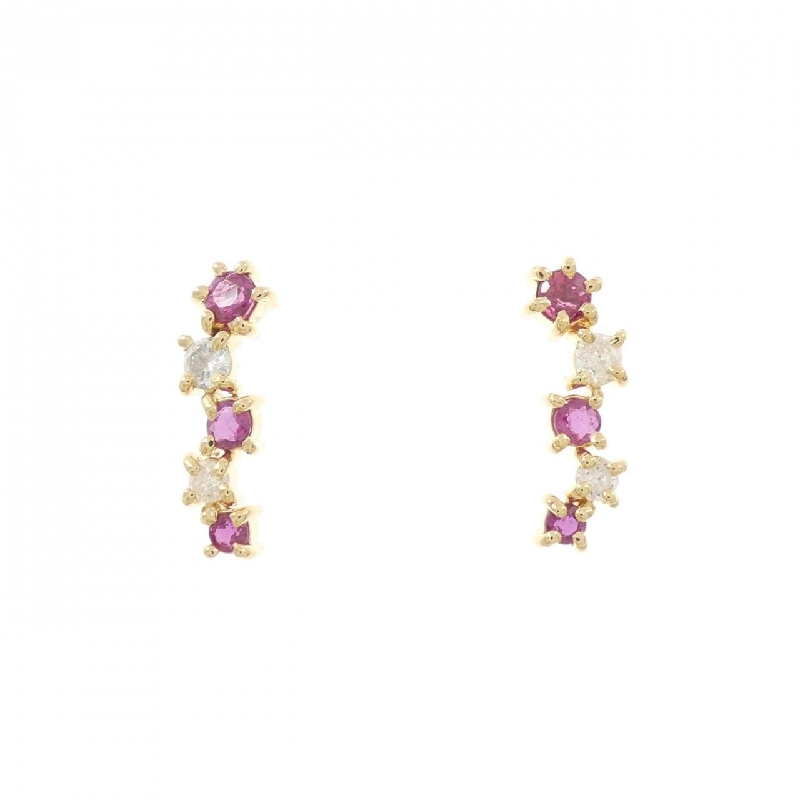 K18YG Bông tai Ruby - Hàng hiệu Chính hãng 868805