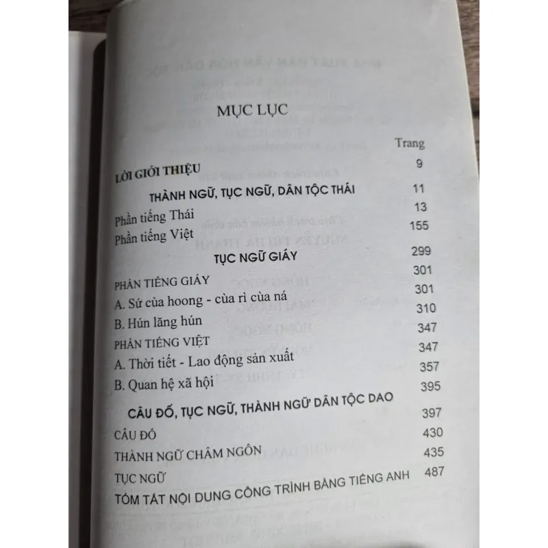 THÀNH NGỮ, TỤC NGỮ, CÂU ĐỐ CÁC DÂN TỘC THÁI, GIÁY, DAO , hơn 400 tran 1002694