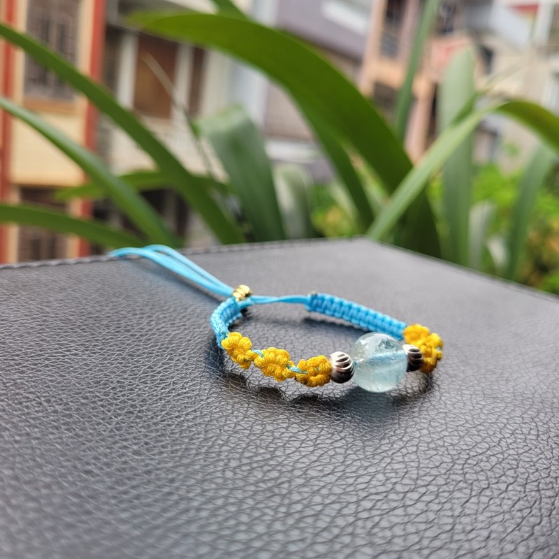 Vòng handmade Aquamarine mix charm bạc 139778