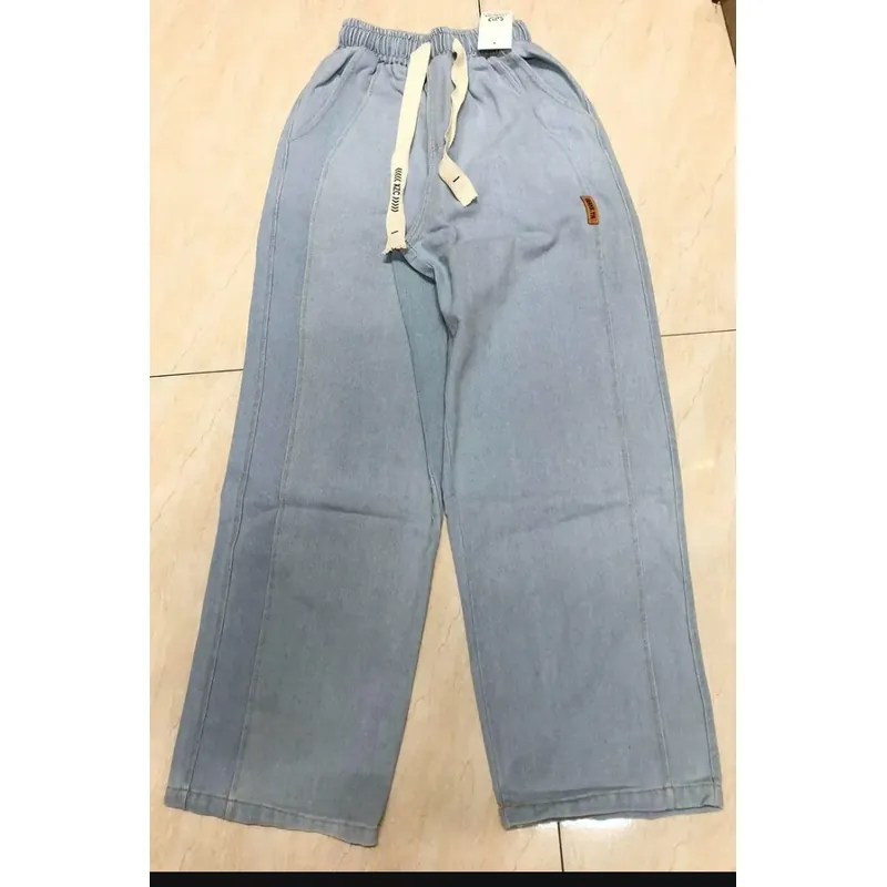 Quần jean ống suông rộng phong cách Suncbvn size XXL( 75-85 kg) màu Xanh nhạt Retro tốt   553661