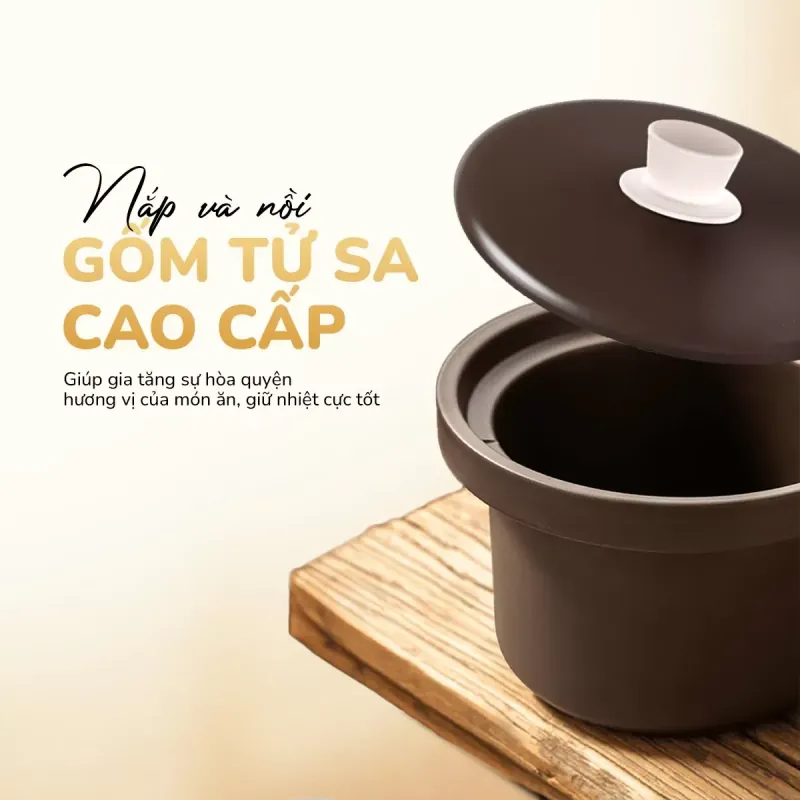 Nồi kho hầm đa năng UNIE USC308 dung tích 3L, lòng nồi gốm tử sa, 8 chức năng kho hầm 931483