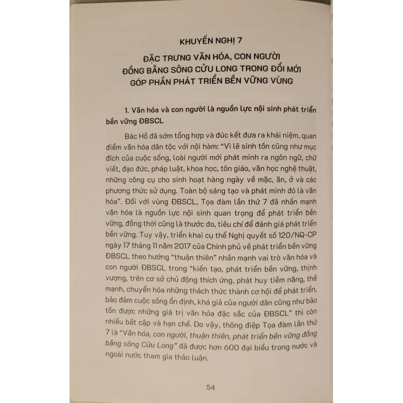 Khuyến nghị chính sách phát triển bền vững ĐBSCL (còn mới 95%) 790991