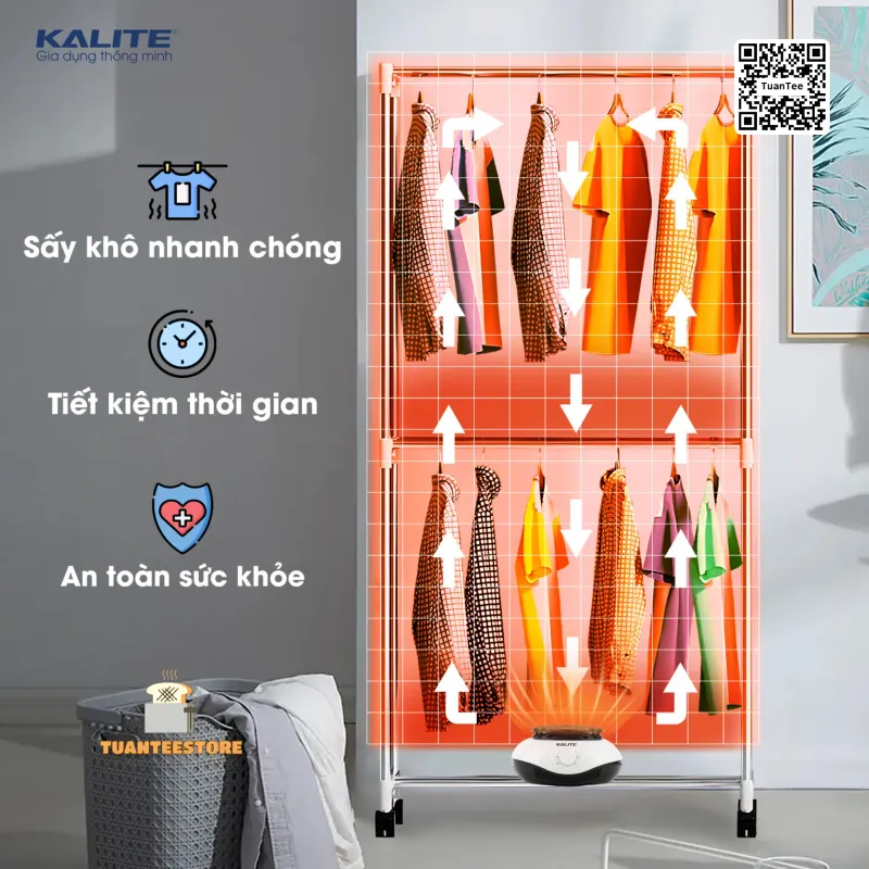 Từ sấy quần áo KALITE KL6880 sấy khô nhanh diệt vi khuẩn 601534