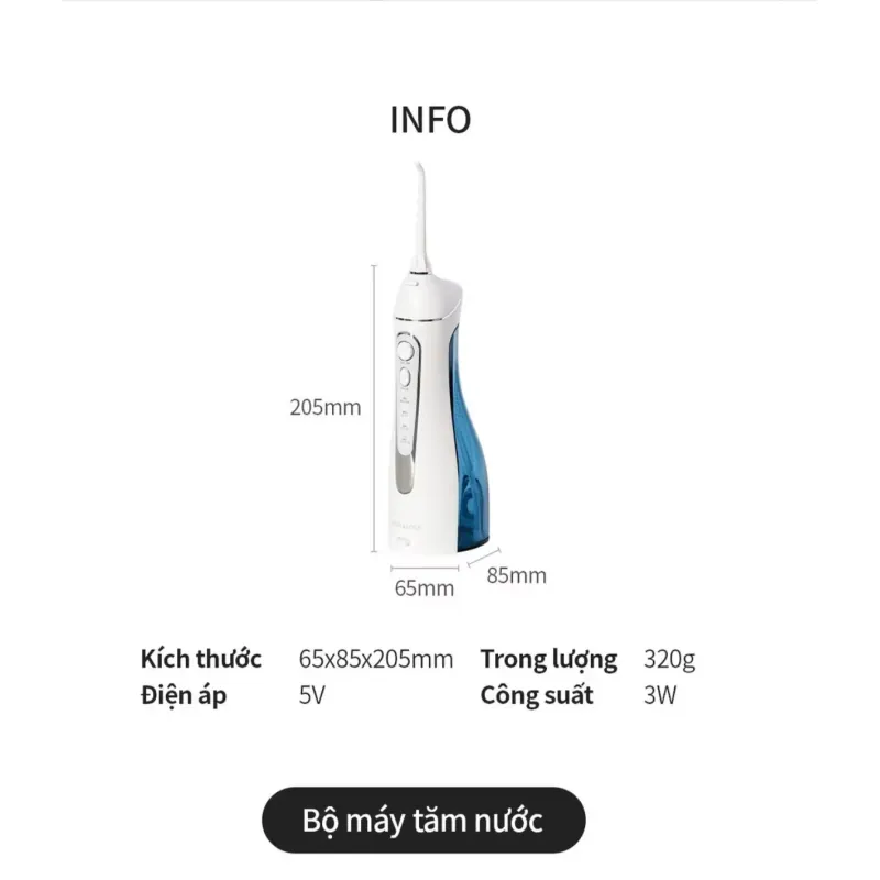 Máy tăm nước 4 chế độ dùng được răng niềng Lock&Lock Cordless Oral Irrigator 200ml 1002109