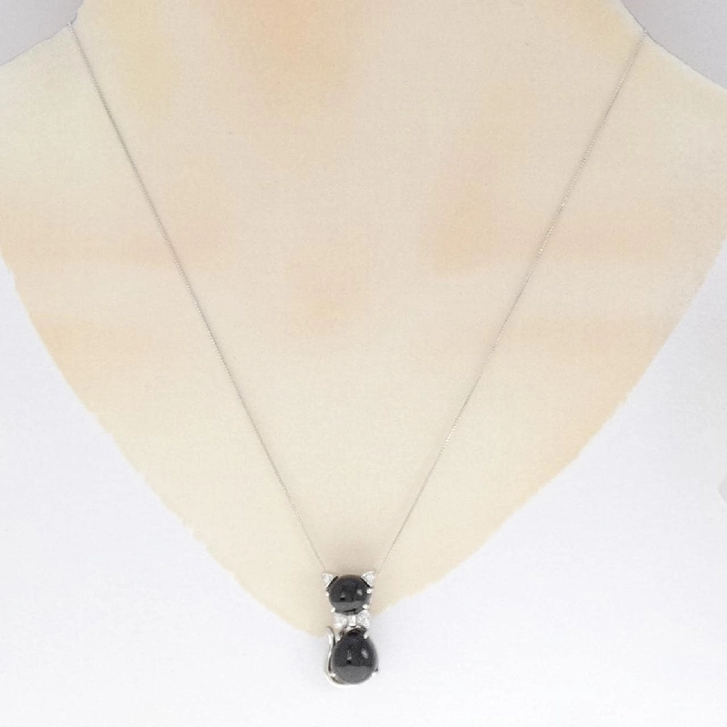 K18WG Dây chuyền Onyx Mèo - Hàng hiệu Chính hãng 859430