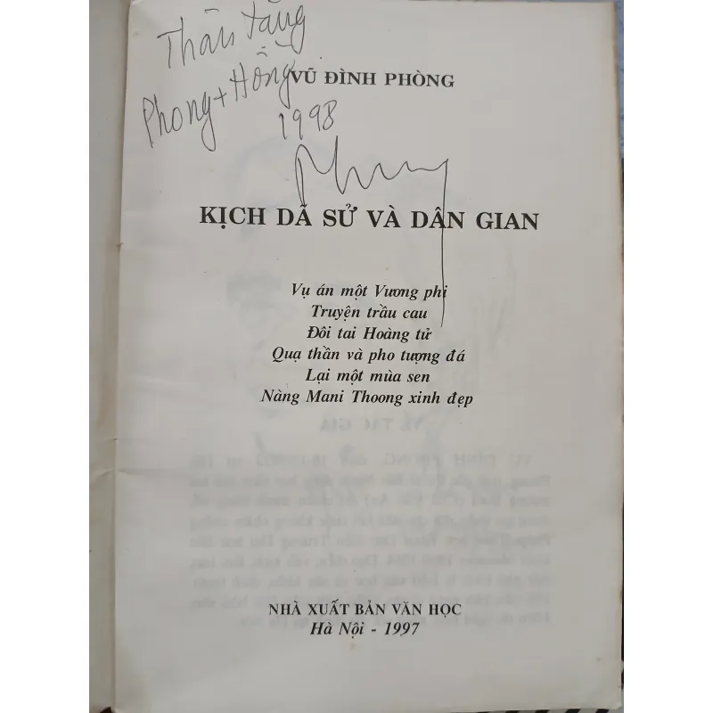 TẬP KỊCH DÃ SỬ & DÂN GIAN - VŨ ĐÌNH PHÒNG 932137