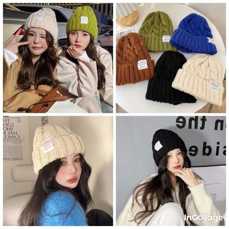 Mũ len nữ Hàn Quốc dệt kim  24171