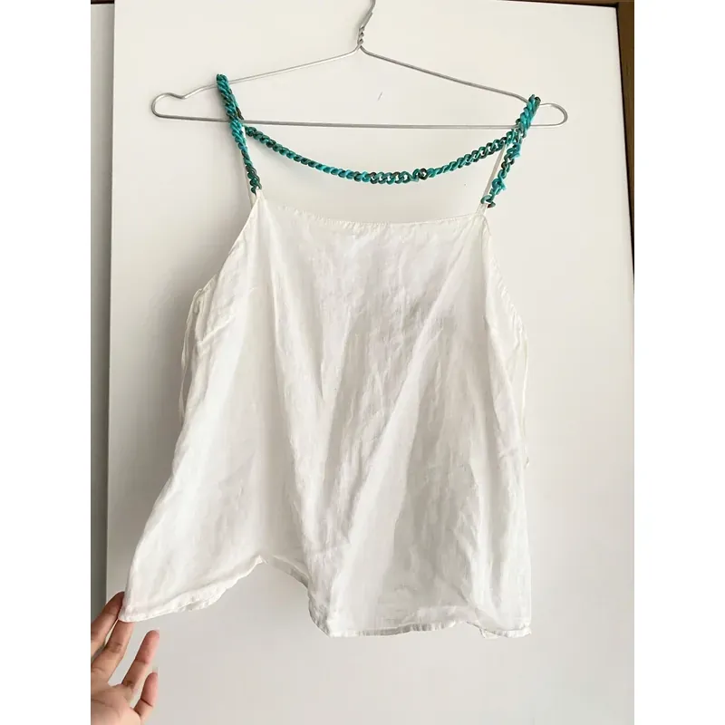 MỚI 100%***NEW**VẢI THÔ***ÁO ĐI BIỂN ZARA *2 DÂY CÁCH ĐIỆU ĐẶC BIỆT* CHẤT VẢI ĐŨI MÁT 591516
