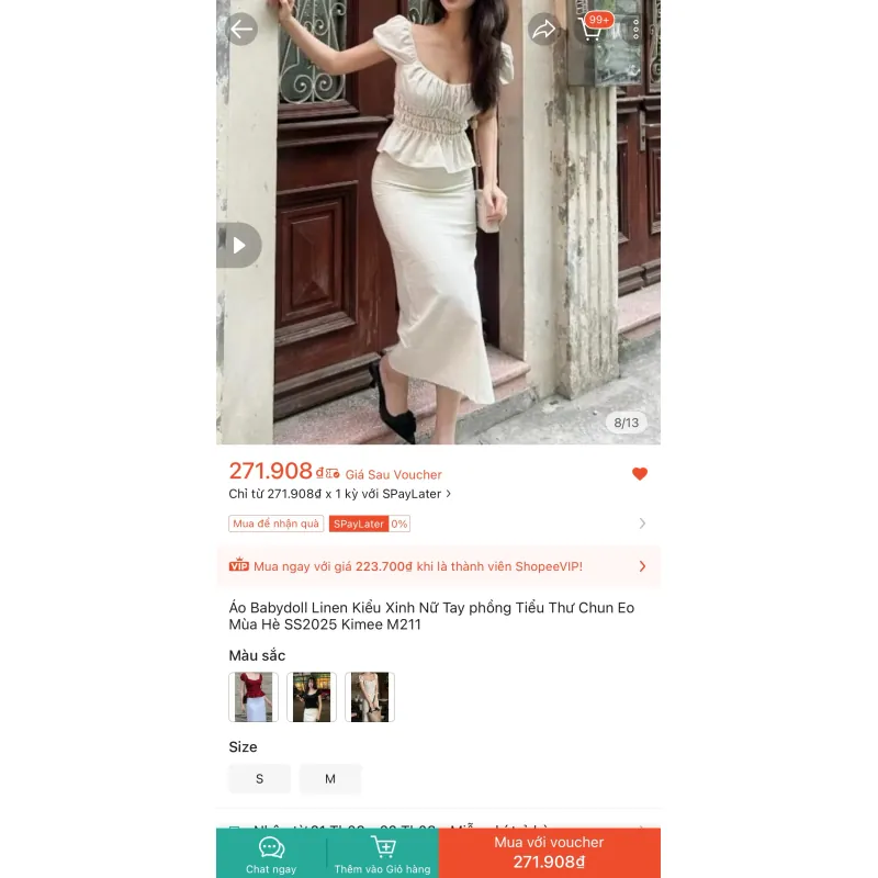 Áo babydoll vải Linen 974628