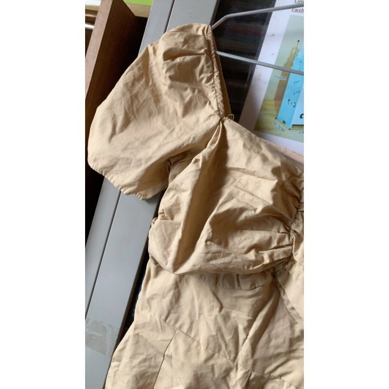 Đầm kaki nhún ngực vai trễ 478405