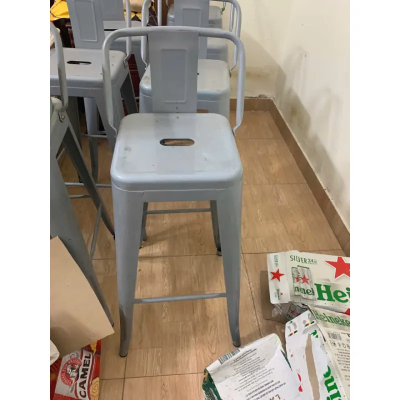 Ghế quầy bar tolix cao có lưng (Sắt - sơn tỉnh điện-dày - đẹp, màu xám) 567797