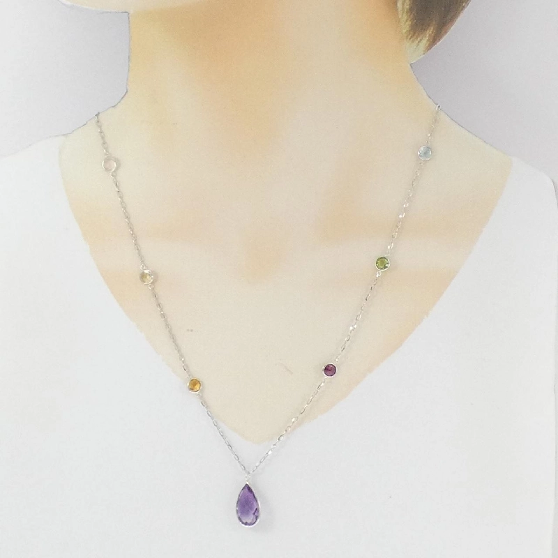 K18WG Mặt dây chuyền đá màu - Hàng hiệu Chính hãng 857445