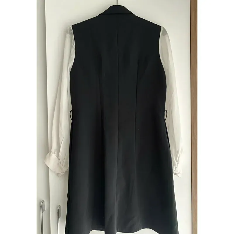 [AHOLIC] VEST NỮ BLAZER MIX TAY VOAN* TRẮNG - ĐEN* TẶNG QUÀ 0Đ FREESHIP 591372